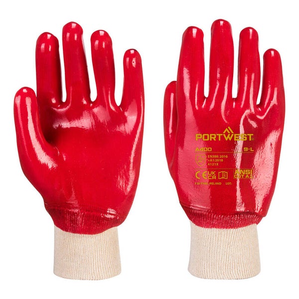 PORTWEST A400 - Grip PVC Knit wrist Red