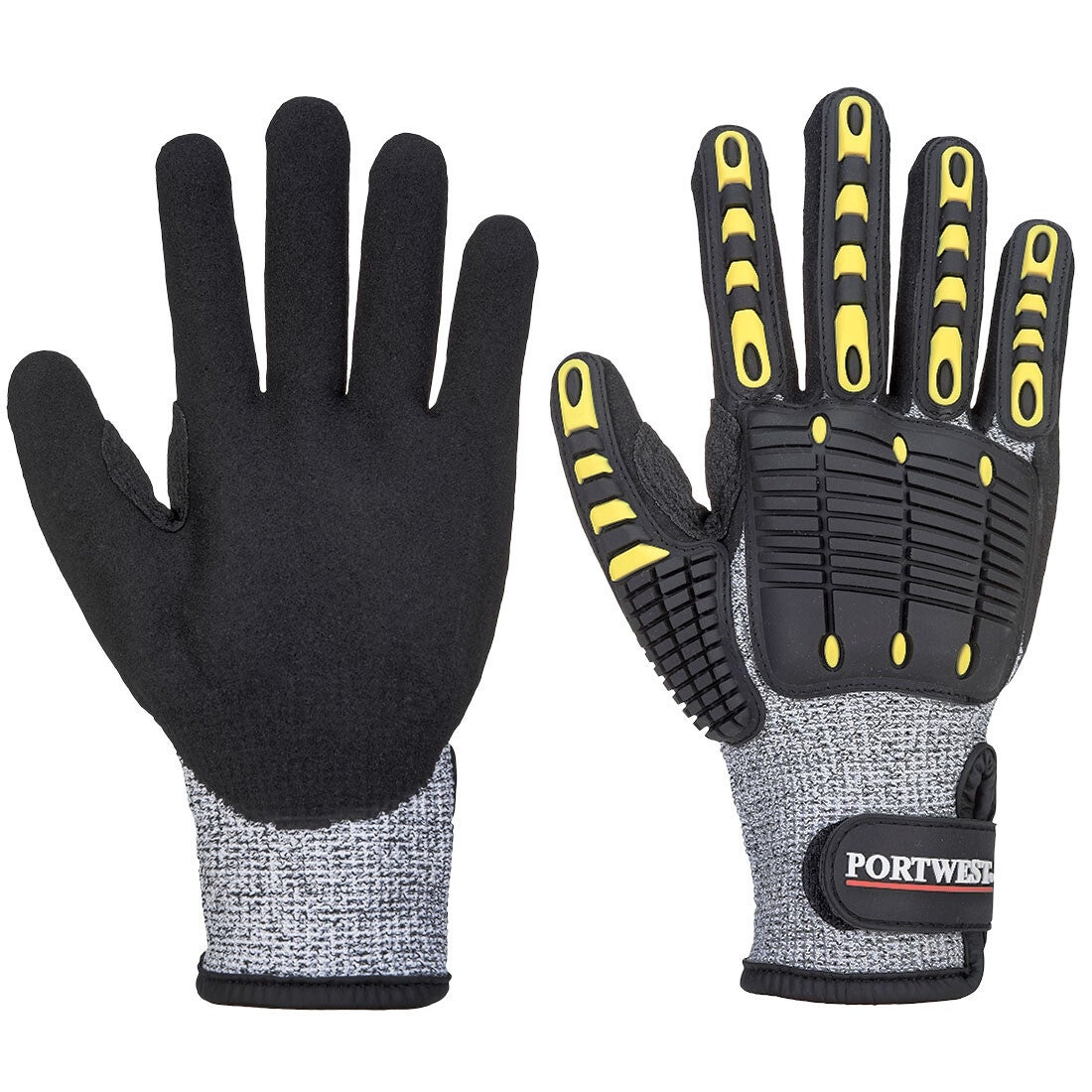 PORTWEST A722 - Impact C13 Nitrile Sandy Reinforced Palm Glove Grey/Black r