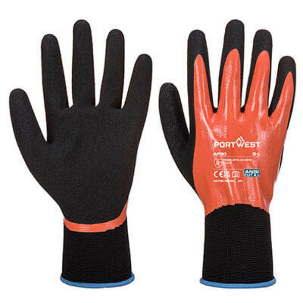 PORTWEST AP30 - Grip 13 Nitrile Foam Aqua Glove Orange/Black