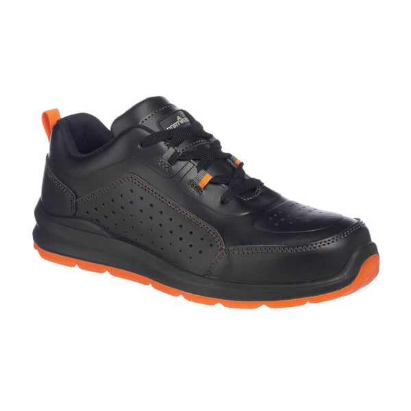 PORTWEST  FC09 - Composite Action Leather Trainer S1P SRC Black/Orange