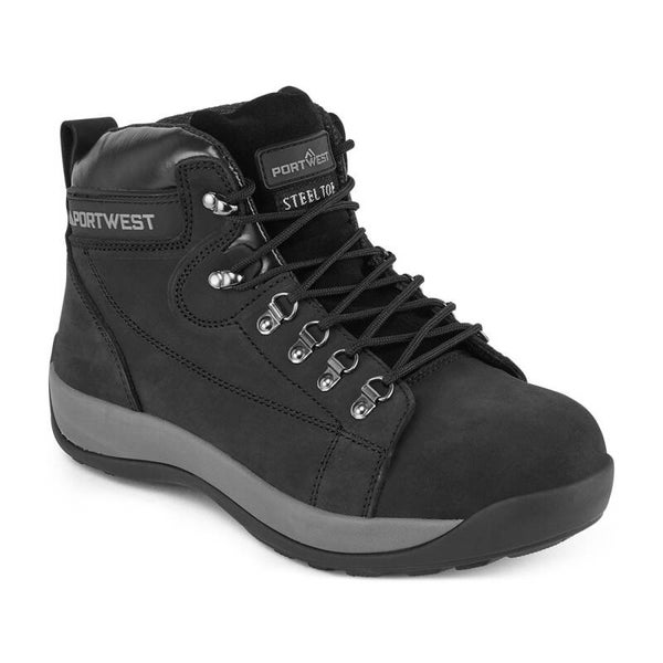 PORTWEST FW31 - Steel Nubuck Leather Mid Boot SB HRO Black