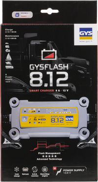 GYSFLASH 8.12 (UK) combines charging and power supply for automotive, commercial, agricultural and site batteries.