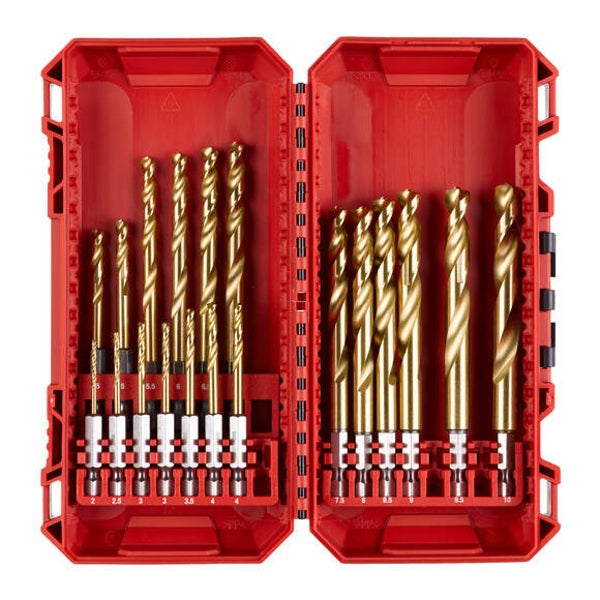 Milwaukee 4932493866 Shockwave HSS-G Ti RED HEX Drill Bit Set - 19pcs