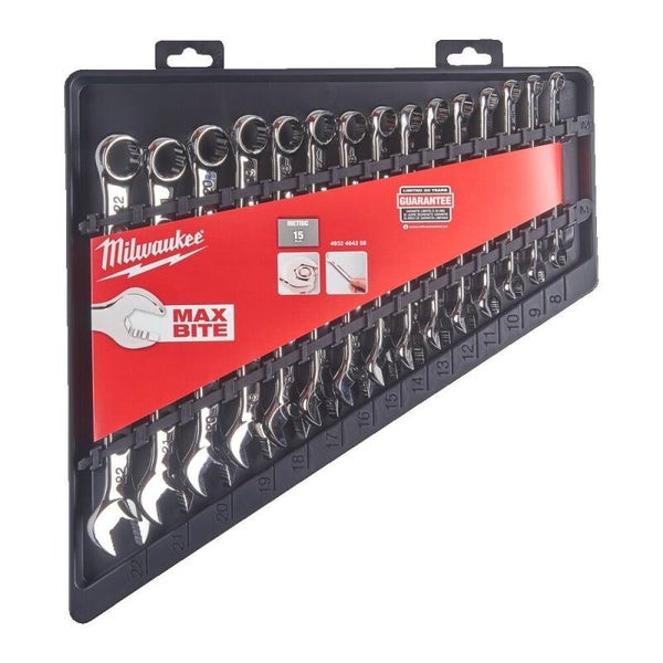 Milwaukee 4932464258 Combination Spanner Set 15pce 8mm-22mm