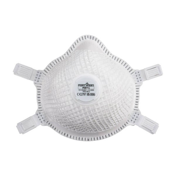 PORTWEST P371 - ERGONET FFP3 Valved Dolomite Respirator (Pk5) White