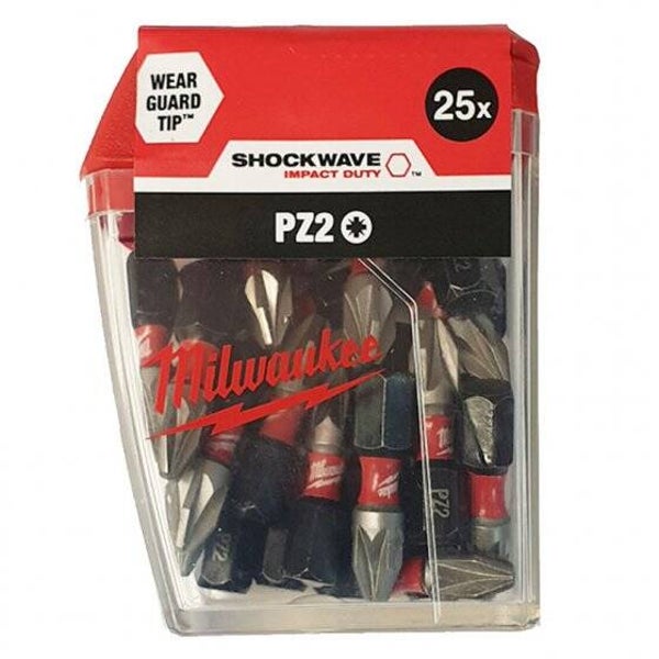 MILWAUKEE 4932472041 PK 25 SCREWDRIVER BITS ShW PZ2 25MM