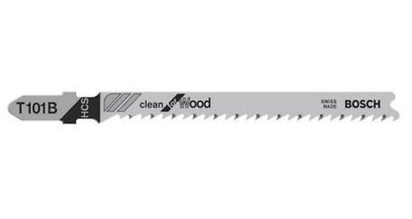 BOSCH T101B PK5 Clean for Wood Jigsaw Blade delivers clean straight cuts in wood