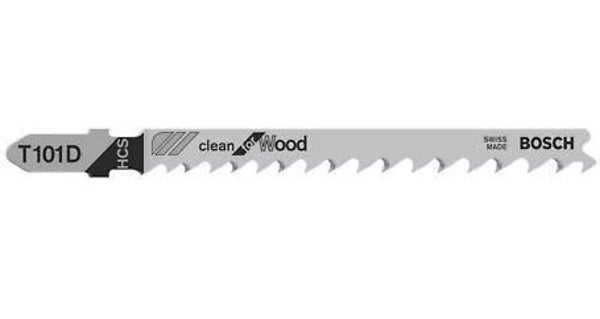 BOSCH T101D PK5 Clean for Wood Jigsaw Blade delivers clean straight cuts in wood