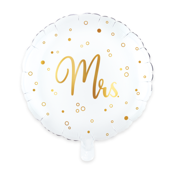 Folieballon Huwelijk Mrs. 18'' - Wit/Goud