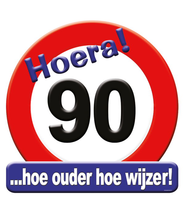 Deurbord Verkeer 'Hoera! 90... Hoe ouder hoe wijzer!'