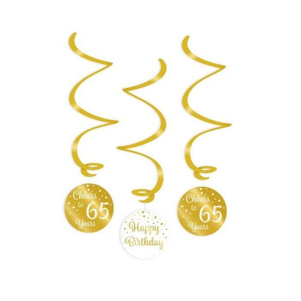 Decorations Swirls 65 Jaar - Gold/White
