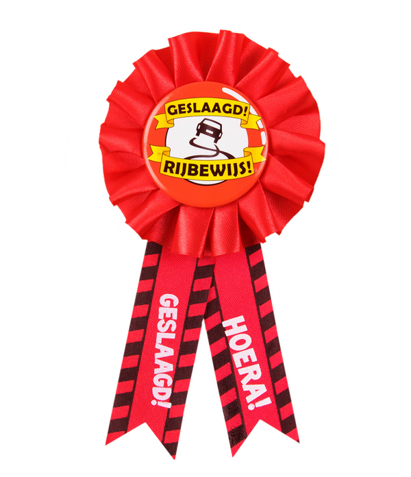 Rozet 'Geslaagd Rijbewijs' - Rood