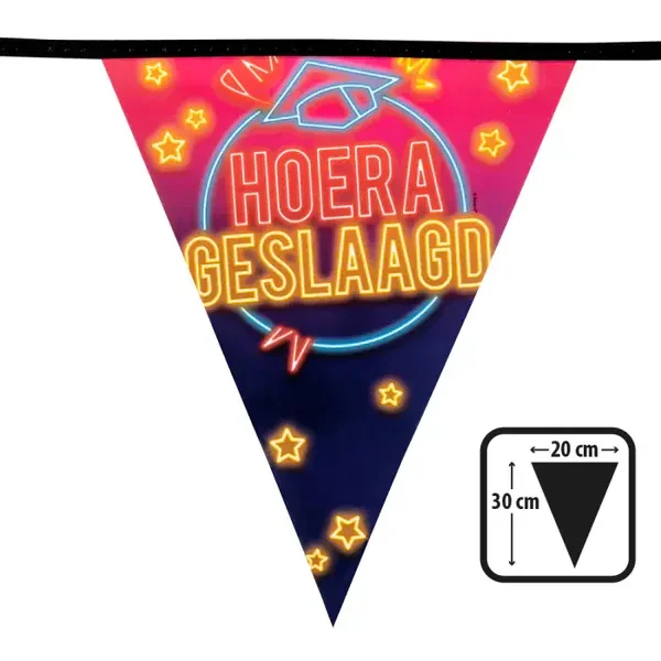 Vlaggenlijn 'Hoera Geslaagd' Rood/Blauw