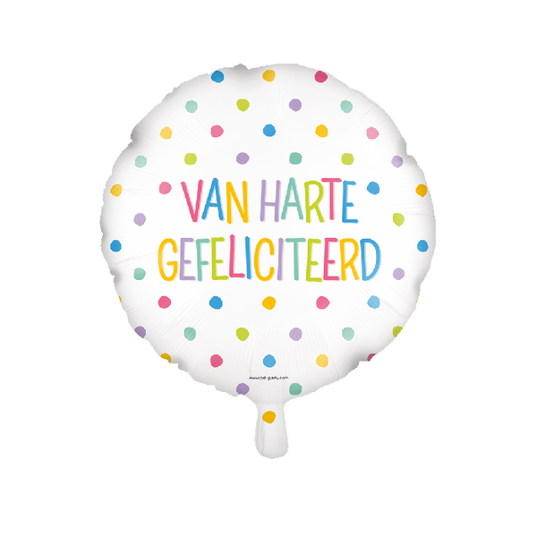 Folieballon Verjaardag 'Van Harte Gefeliciteerd' Stip 18'' - Multicolor
