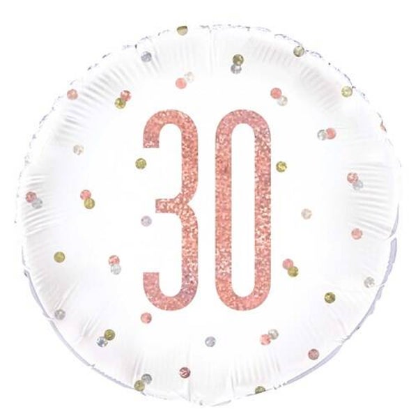 Folieballon Verjaardag 30 jaar Glitter 18'' - Roségoud