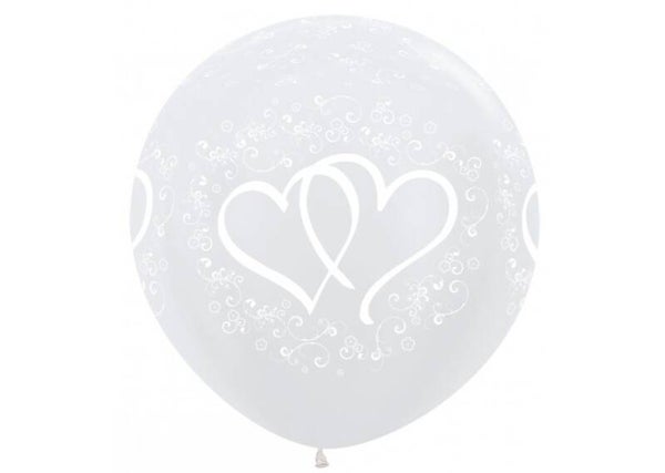 Latex Ballon Overige/Huwelijk 2 Hartjes 36 Inch - Pearl White