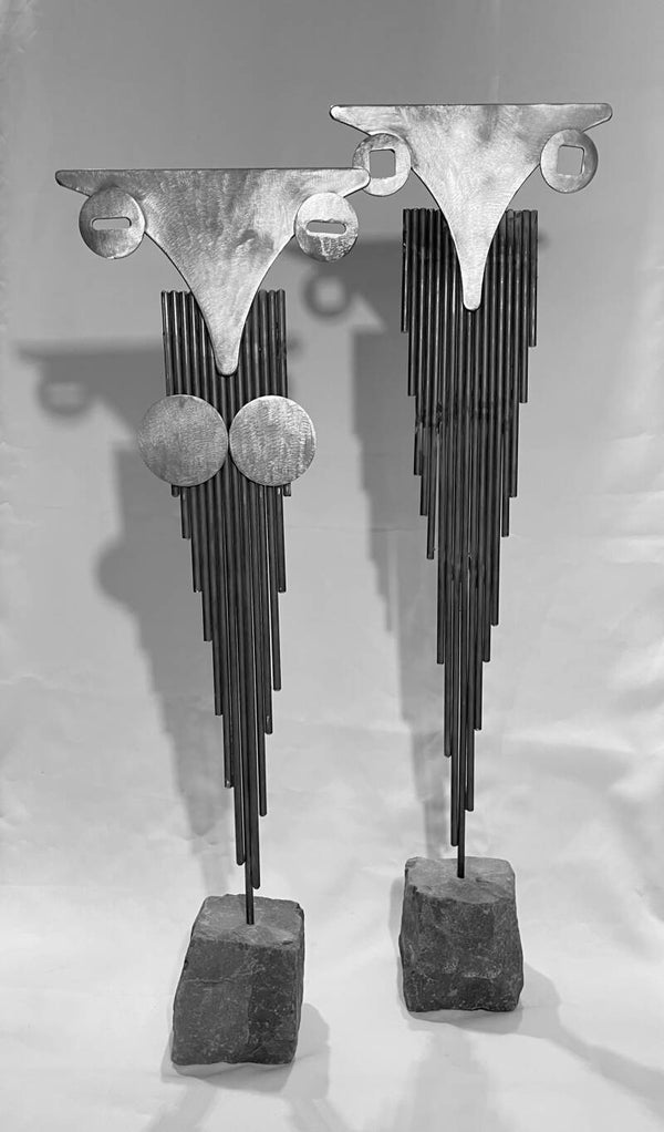 Stahlstab-Skulpturen "elegantes Fuchs-Paar"
