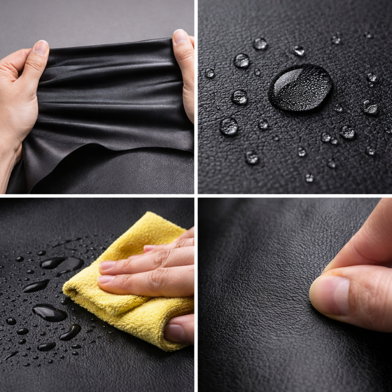 Ādas aizvietotāja (mākslīgā āda, eko āda, PVC un PU āda) īpašības – ūdensizturīgs, elastīgs, izturīgs pret nodilumu, viegli kopjams un piemērots auto, mēbelēm un laivām.