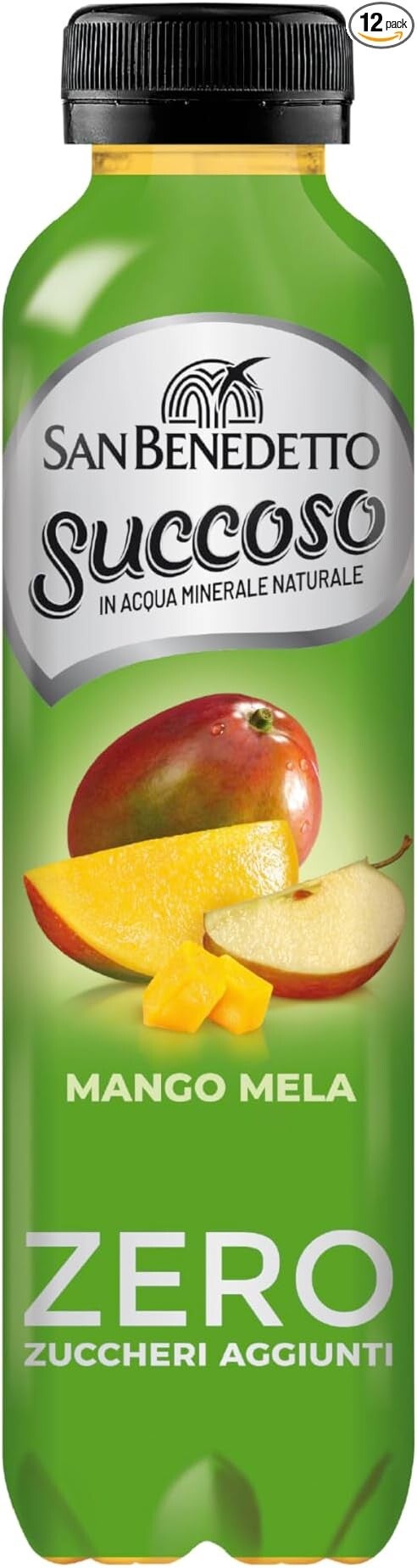 San Benedetto, Succoso Zero al Mango e Mela, 400 ml Bevanda Leggera e Dissetante in Acqua Minerale Naturale, Senza Zuccheri, Conservanti Coloranti e Glutine