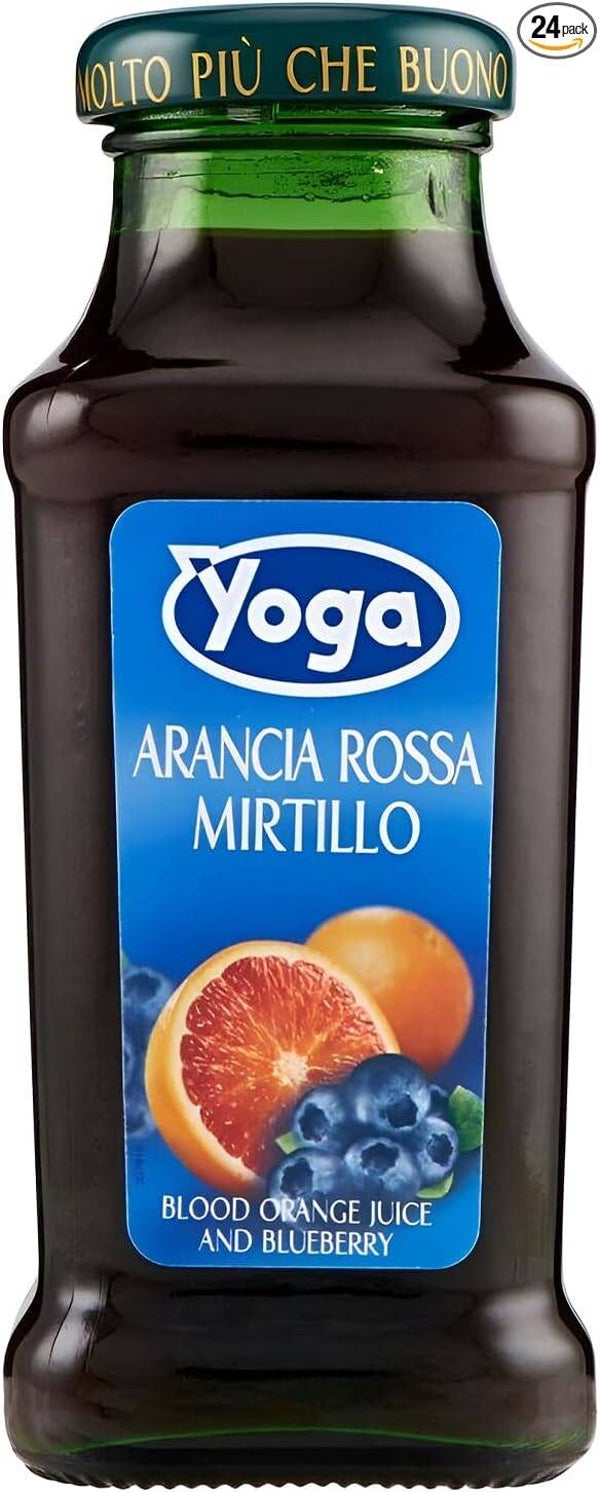 Yoga Magic Succo di Frutta Arancia Rossa e Mirtillo Confezione da 24 Bottiglie da 200 ml.