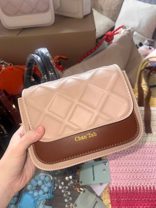 Wafel tas bruin beige