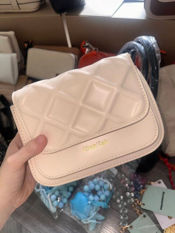 Wafel tas gebroken wit