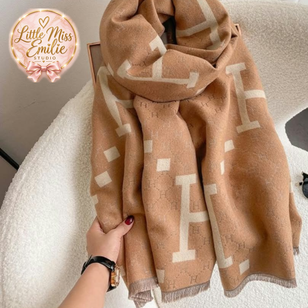 Large designer inspired scalf. Tan