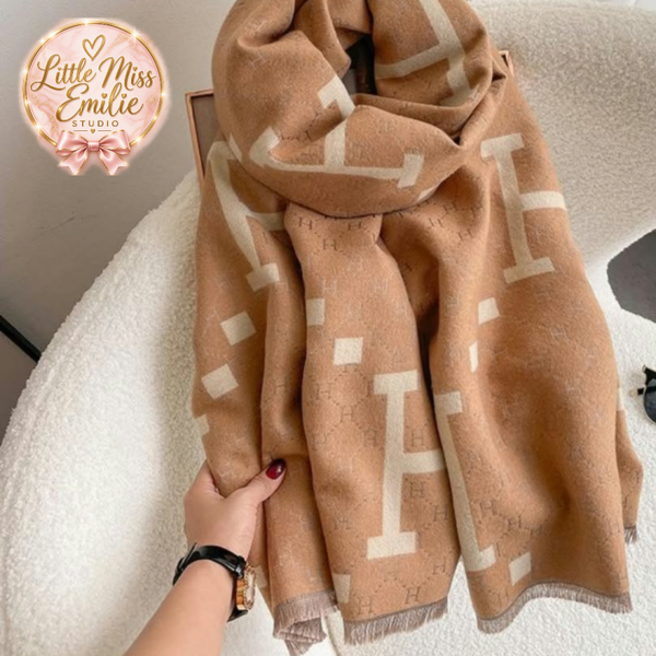 Large designer inspired scalf. Tan