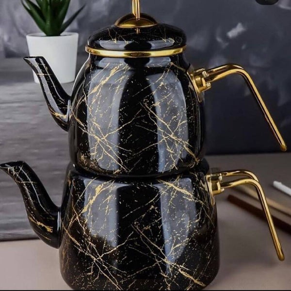 Theepot paci black marmer