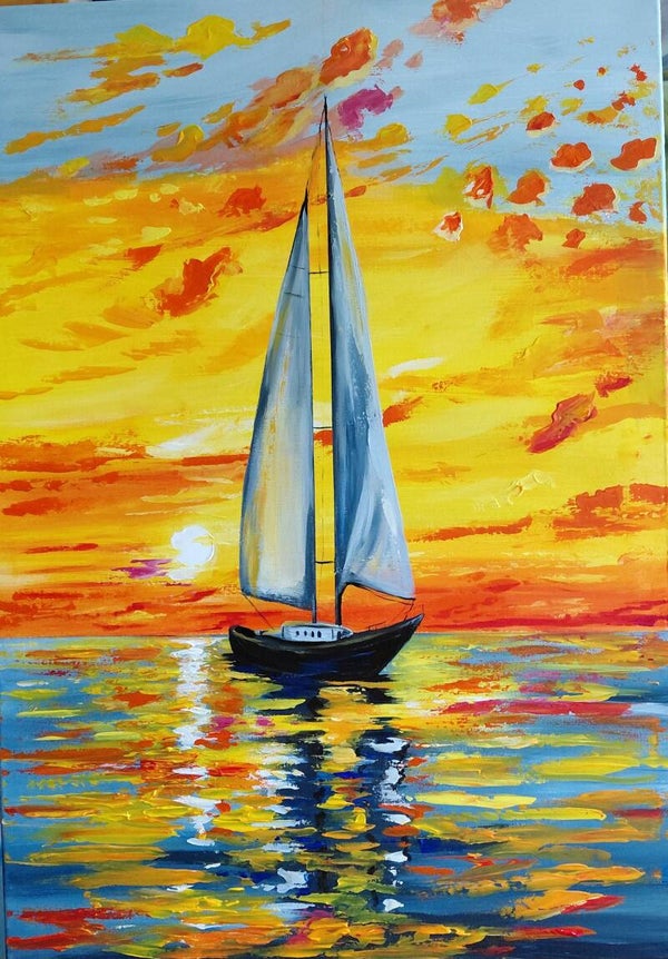 Segelboot bei Sonnenuntergang