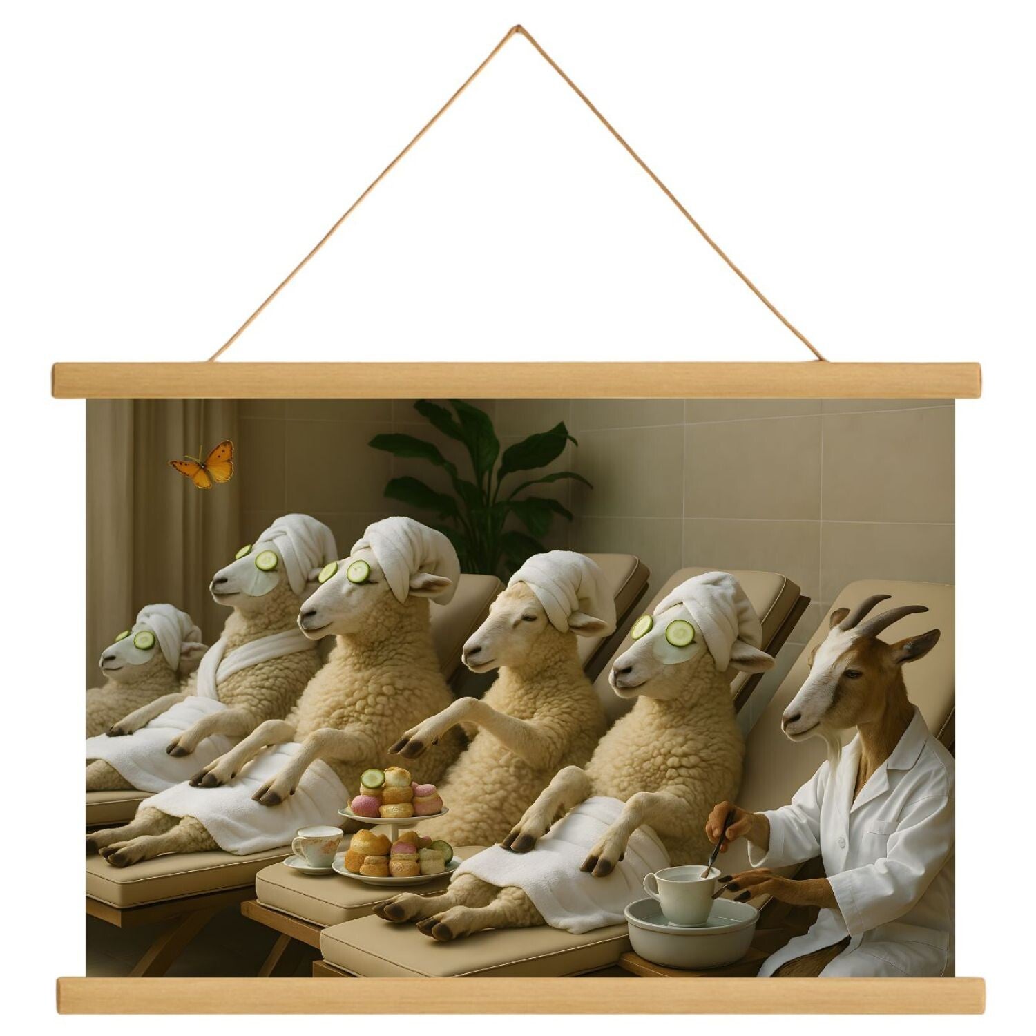 Schoolplaat : Schapen in salon"