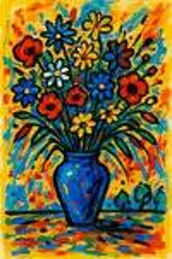 Bloemen in Blauwe Vaas