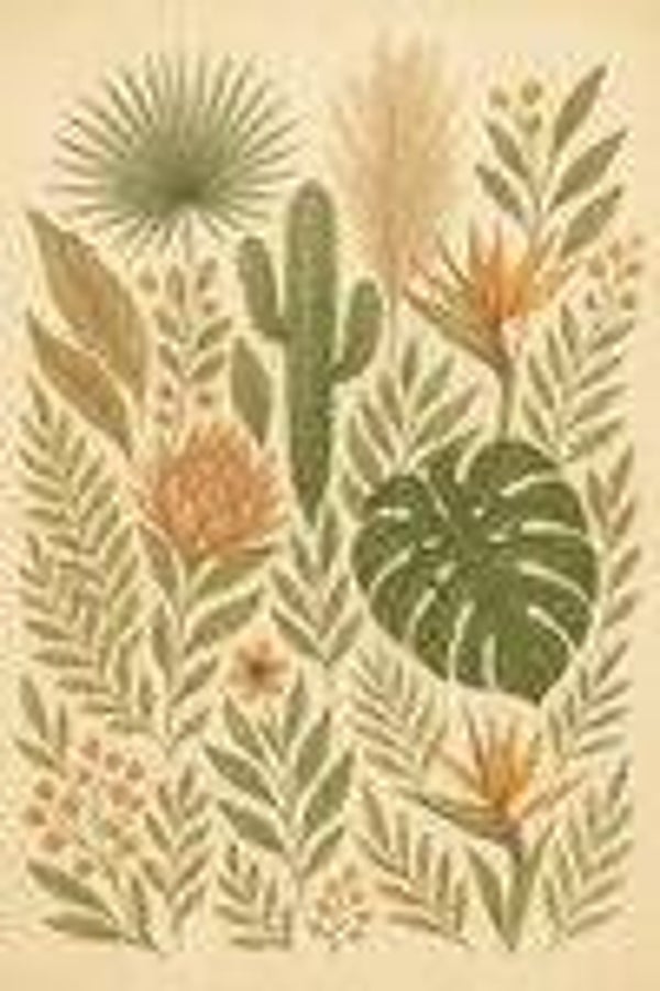 Botanische Poster met Cactus en Tropische Planten