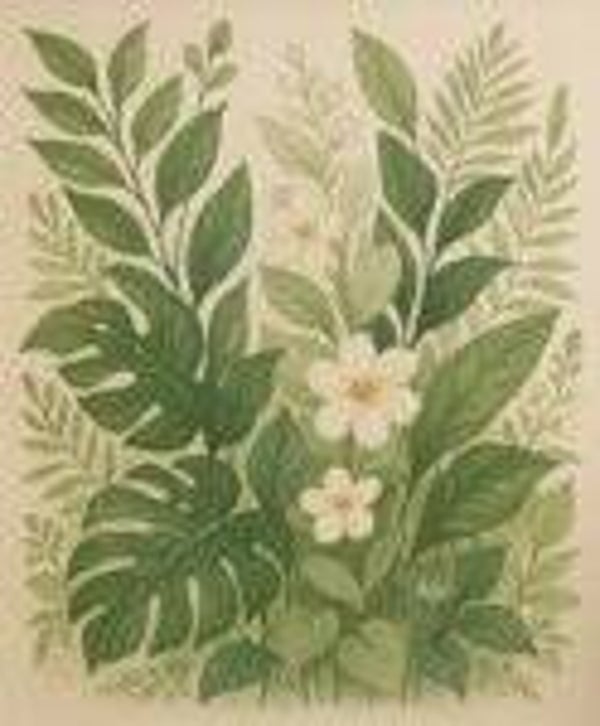 Botanische Poster met Witte Bloemen en Monstera