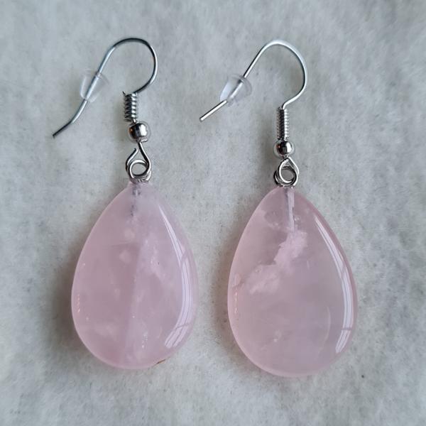 Rozekwarts oorhangers nr2084