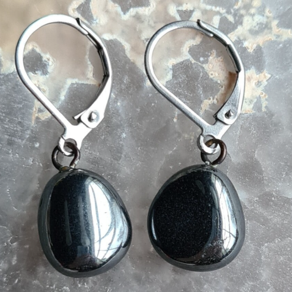 Hematiet oorhangers nr1237