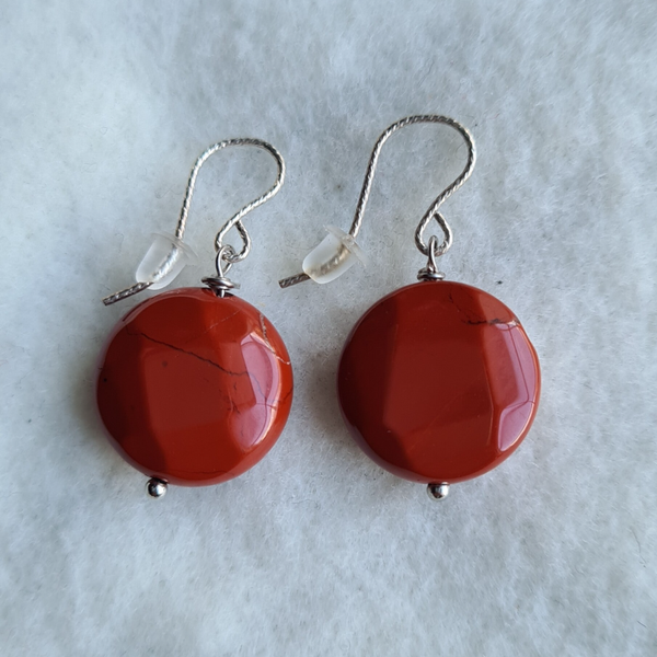 Jaspis rood oorhangers nr2095