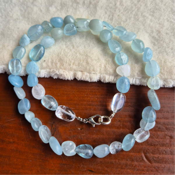 Aquamarijn bergkristal ketting nr2641