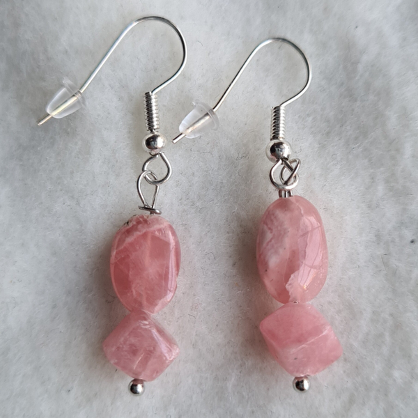 Rhodochrosiet oorhangers nr2107