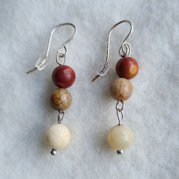 Versteend hout maansteen oorhangers nr2093