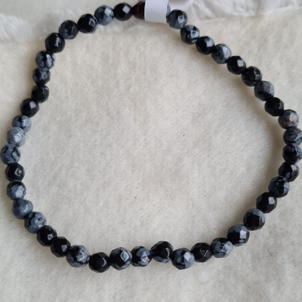 Obsidiaan sneeuwvlok armband nr1448