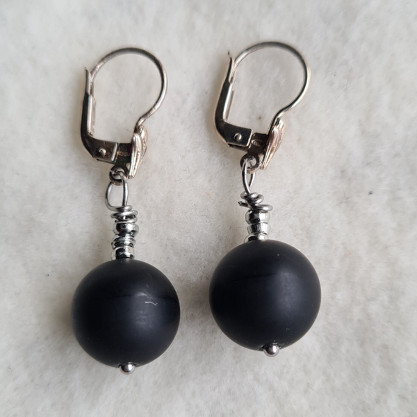 Obsidiaan oorhangers nr2097