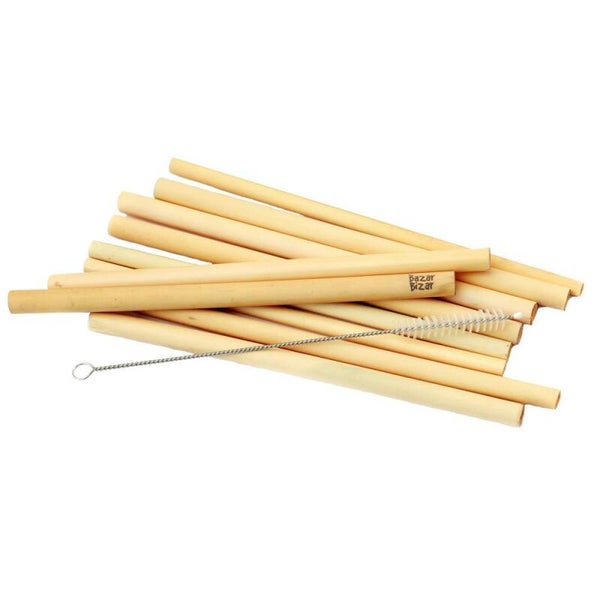 Bamboo rietjes  - Set van 10 met schoonmaakborstel