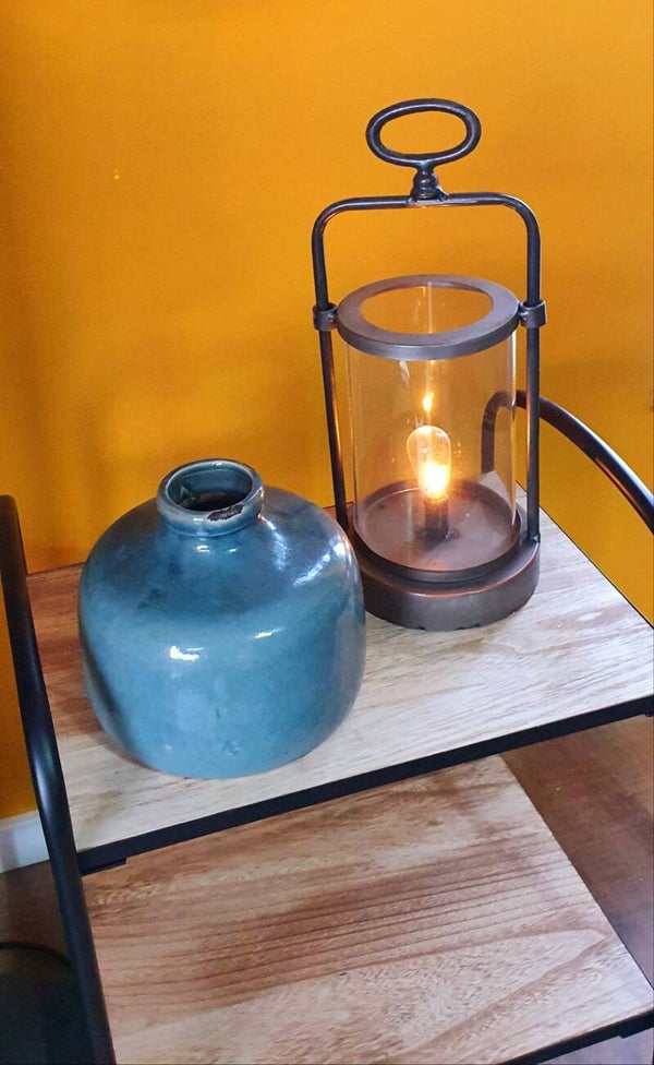 Blauwe vaas van aardewerk