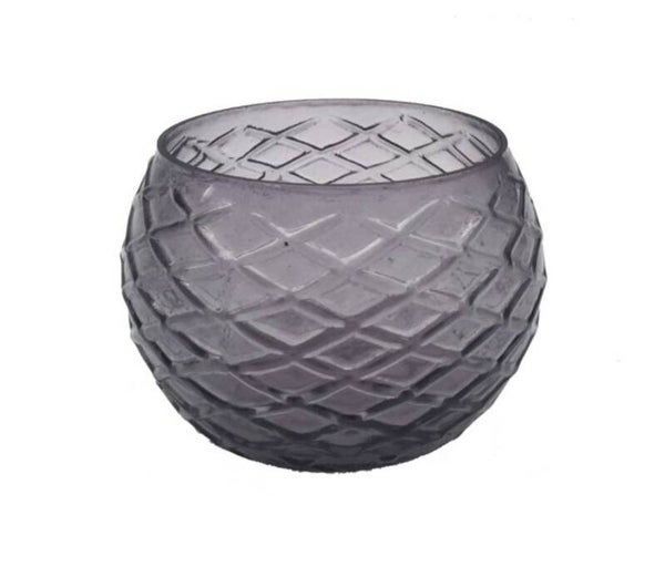 Waxinehouder rond wyber glas grijs