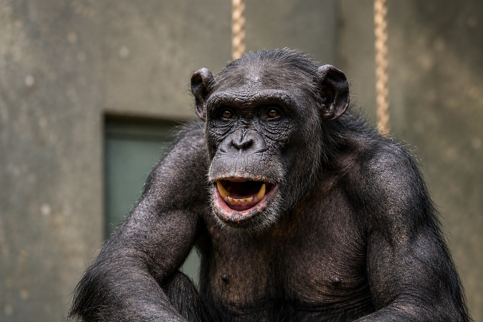 Lachender Schimpanse im Zoo
