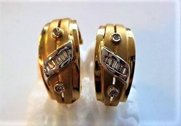 14K Gouden vintage Klapoorbellen met Diamant - Ongedragen