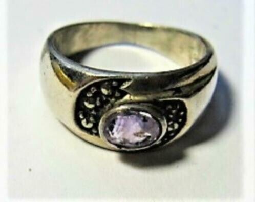 A-symetrische ring met amethist en markasieten 925