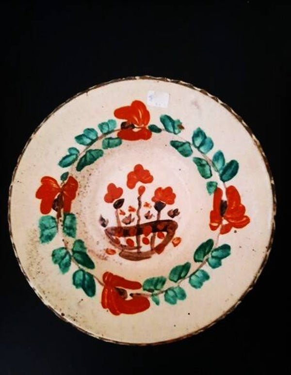 Antiek Hongaars Volkskunst Wandbord – Handgeschilderd – Floraal - Petrea