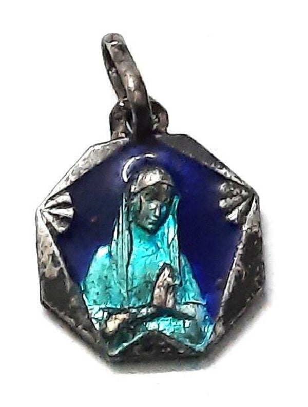 Antieke Art Deco Medaille – Notre-Dame de Banneux – Emaille